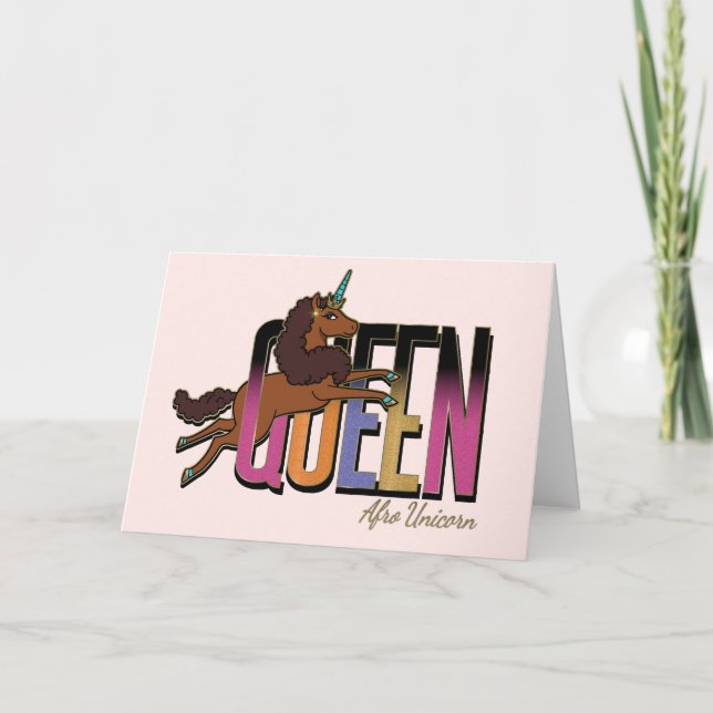 Afro Unicorn Queen Design Card (Front)