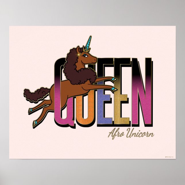 Afro Unicorn Queen Design Poster (Front)