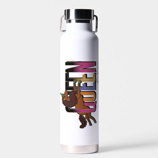 Afro Unicorn Queen Design Water Bottle (Front)