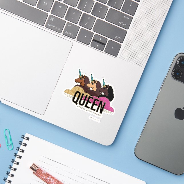 Afro Unicorn Queen Trio Design (Laptop w/ iPhone)