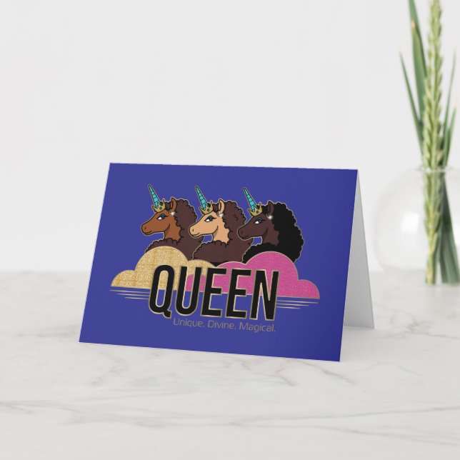Afro Unicorn Queen Trio Design Card (Front)