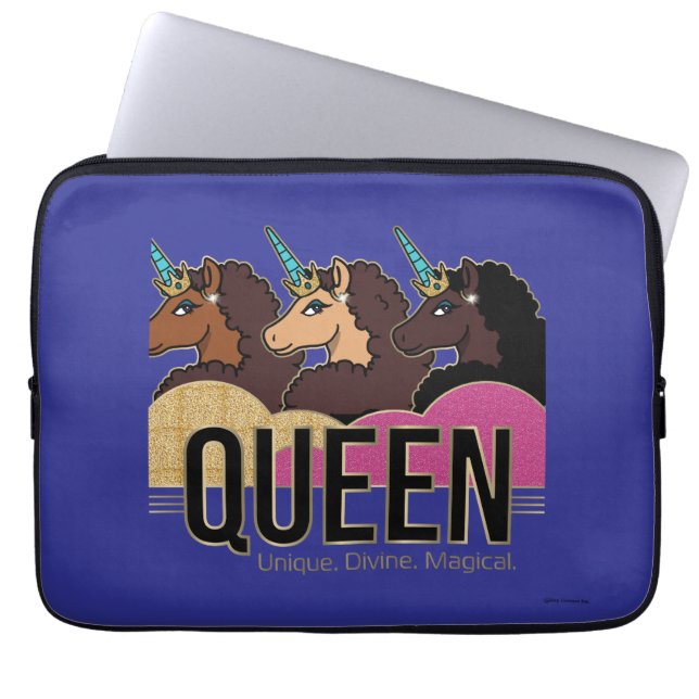 Afro Unicorn Queen Trio Design Laptop Sleeve (Front)