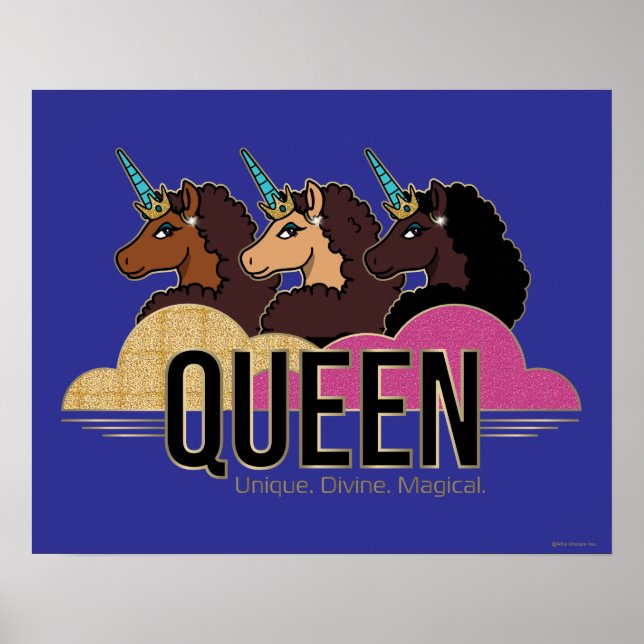 Afro Unicorn Queen Trio Design Poster (Front)