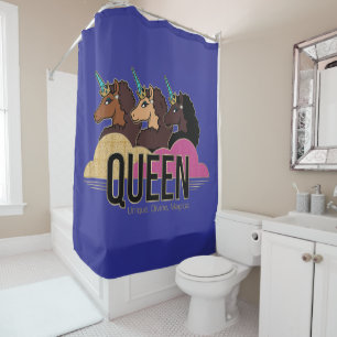 Afro Unicorn Queen Trio Design Shower Curtain