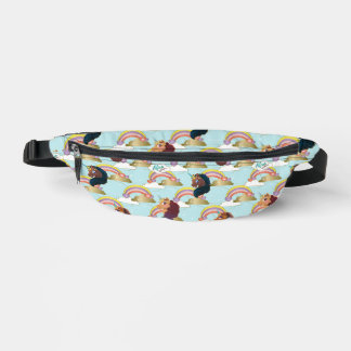 Afro Unicorn Rainbow and Hearts Pattern Bum Bags