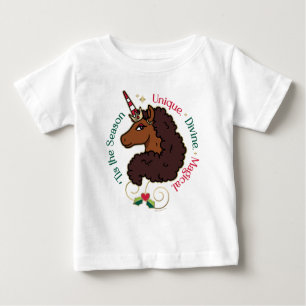 Afro Unicorn 'Tis the Season Holiday Unicorn Baby T-Shirt