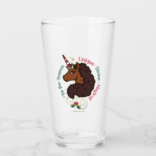 Afro Unicorn 'Tis the Season Holiday Unicorn Glass