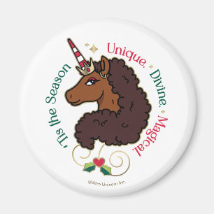 Afro Unicorn 'Tis the Season Holiday Unicorn Magnet