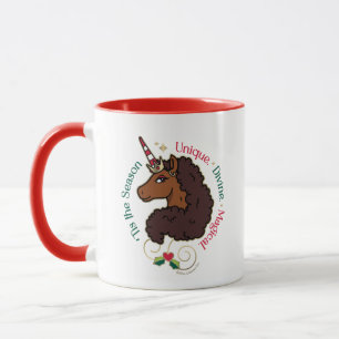 Afro Unicorn 'Tis the Season Holiday Unicorn Mug