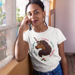 Afro Unicorn 'Tis the Season Holiday Unicorn T-Shirt