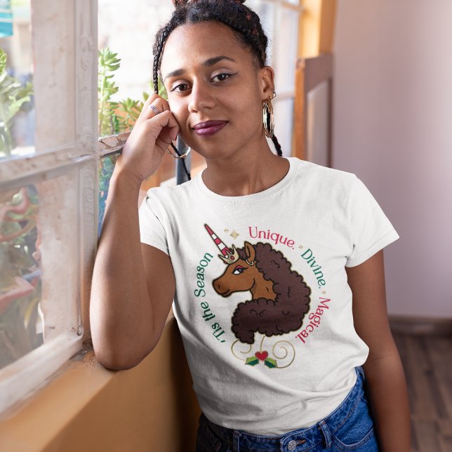 Afro Unicorn 'Tis the Season Holiday Unicorn T-Shirt (Creator Uploaded)