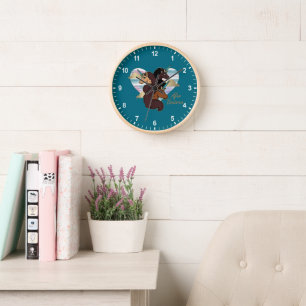 Afro Unicorn Trio Heart Design Clock
