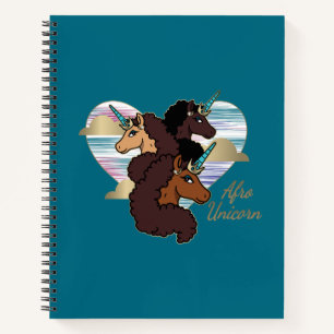 Afro Unicorn Trio Heart Design Notebook