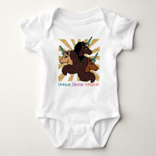 Afro Unicorn Trio: Unique, Divine, and Magical Baby Bodysuit