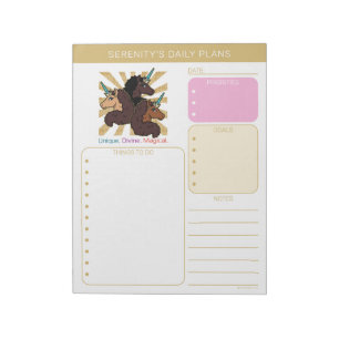 Afro Unicorn Trio: Unique, Divine, and Magical Notepad