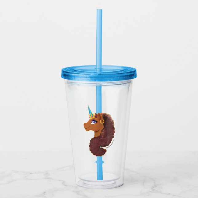 Afro Unicorn | Unique Acrylic Tumbler (Front)