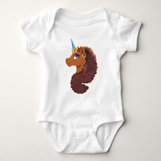 Afro Unicorn | Unique Baby Bodysuit (Front)