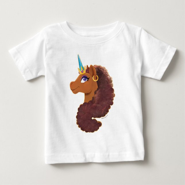 Afro Unicorn | Unique Baby T-Shirt (Front)