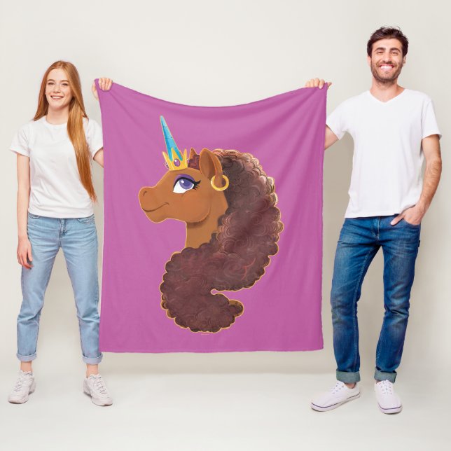 Afro Unicorn | Unique Fleece Blanket (In Situ)