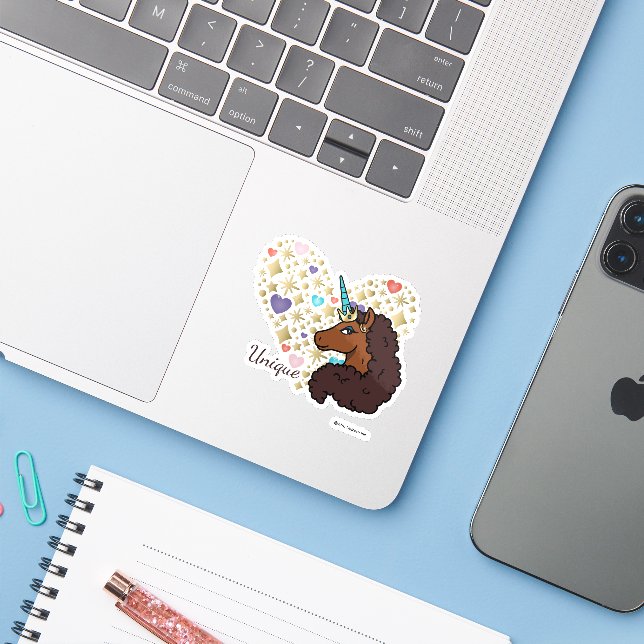Afro Unicorn | Unique Heart Design (Laptop w/ iPhone)