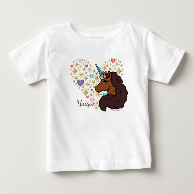 Afro Unicorn | Unique Heart Design Baby T-Shirt (Front)