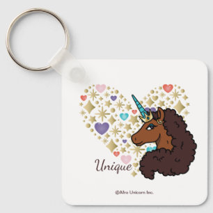 Afro Unicorn   Unique Heart Design Key Ring