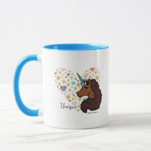 Afro Unicorn   Unique Heart Design Mug