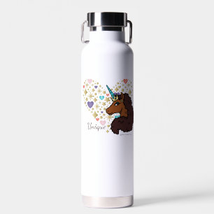 Afro Unicorn Unique Heart Design Water Bottle