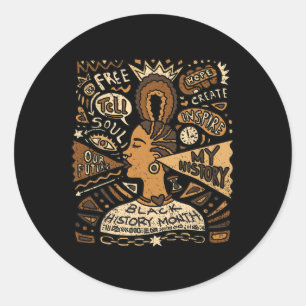 Afro Woman Black History Month Men Women African A Classic Round Sticker
