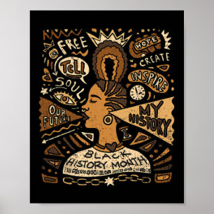 Afro Woman Black History Month Men Women African A Poster