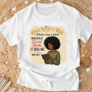 Afro Woman Book Lover Custom Name Gift Tee