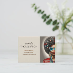 Afro woman elegant and bizarre  holiday mood  business card