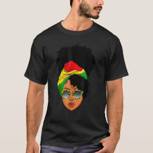Afro Woman Headscarf Nubian Melanin Popping Black T-Shirt
