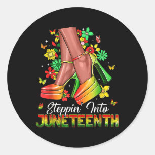 Afro Woman High Heels Black Girl Stepping Into Jun Classic Round Sticker