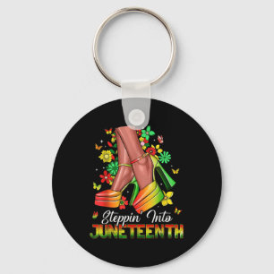 Afro Woman High Heels Black Girl Stepping Into Jun Key Ring