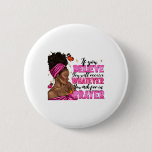 Afro Woman Puff Bun And Religion Faith Prayer June 6 Cm Round Badge