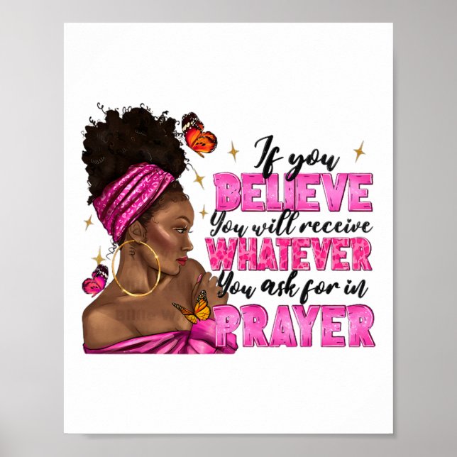 Afro Woman Puff Bun And Religion Faith Prayer June Poster (Front)