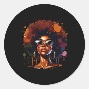 Afro Women Black Pride African American Melanin 1 Classic Round Sticker