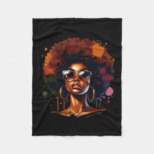 Afro Women Black Pride African American Melanin 1  Fleece Blanket
