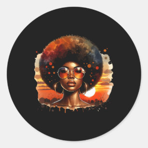 Afro Women Black Pride African American Melanin Classic Round Sticker