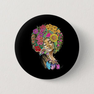 Afro Women Flowers Butterfly Latina African Americ 6 Cm Round Badge