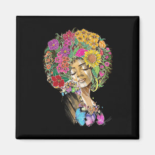Afro Women Flowers Butterfly Latina African Americ Magnet