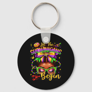 Afro Women Let The Shenanigans Begin Mardi Gras Key Ring