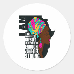Afro You Are Enough I Am Insrational Sayings Motiv Classic Round Sticker