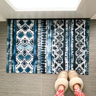 AFROBEAT Indigo Tribal Boho Doormat