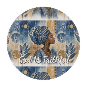 Afrobohemian Adire Fabric Aesthetic, Watercolor Cutting Board