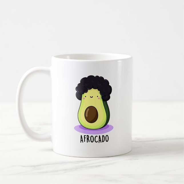 Afrocado Funny Avocado With Afro Pun  Coffee Mug (Left)