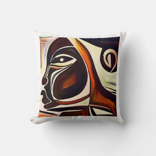 Afrocentric Abstract Black Woman Cushion (Front)