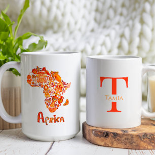 Afrocentric African Continent with Custom Monogram Coffee Mug
