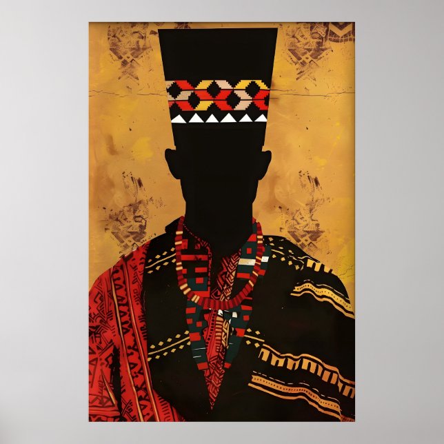 Afrocentric Art Print Faceless Man Silhouette (Front)